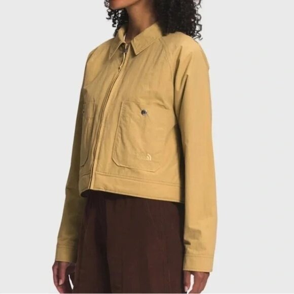 The North Face women’s work jacket  Fleece-Lined NF0A7URY Size L tan EUC 7351 - Picture 4 of 15